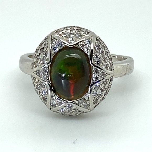Black Opal 1.67ct Platinum Finish Solid 925 Sterling Silver Ring - Picture 3 of 7